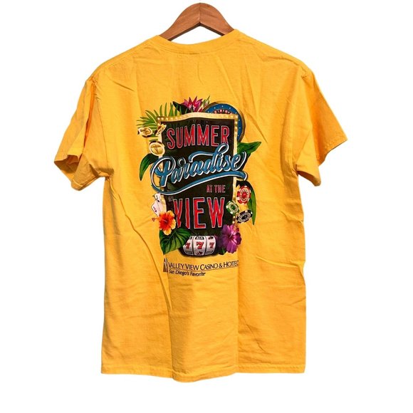Valley View Yellow Casino 777 San Diego T-Shirt Size Medium Distressed Worn - Picture 1 of 6